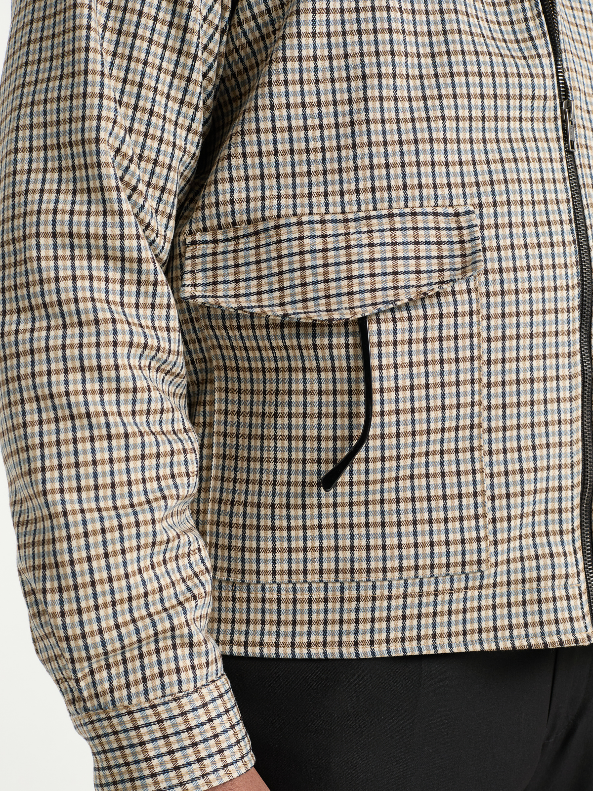 Beige with Sky Houndstooh Cropped Blouson Jacket