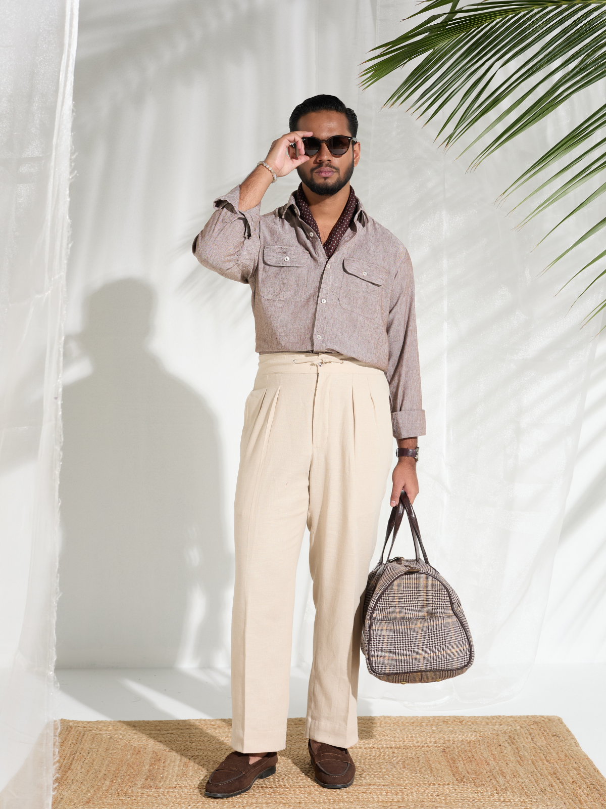 Beige Draw String Trouser