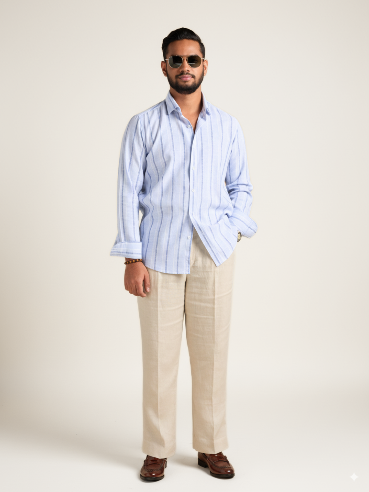 Sky Striped Casual Shirt
