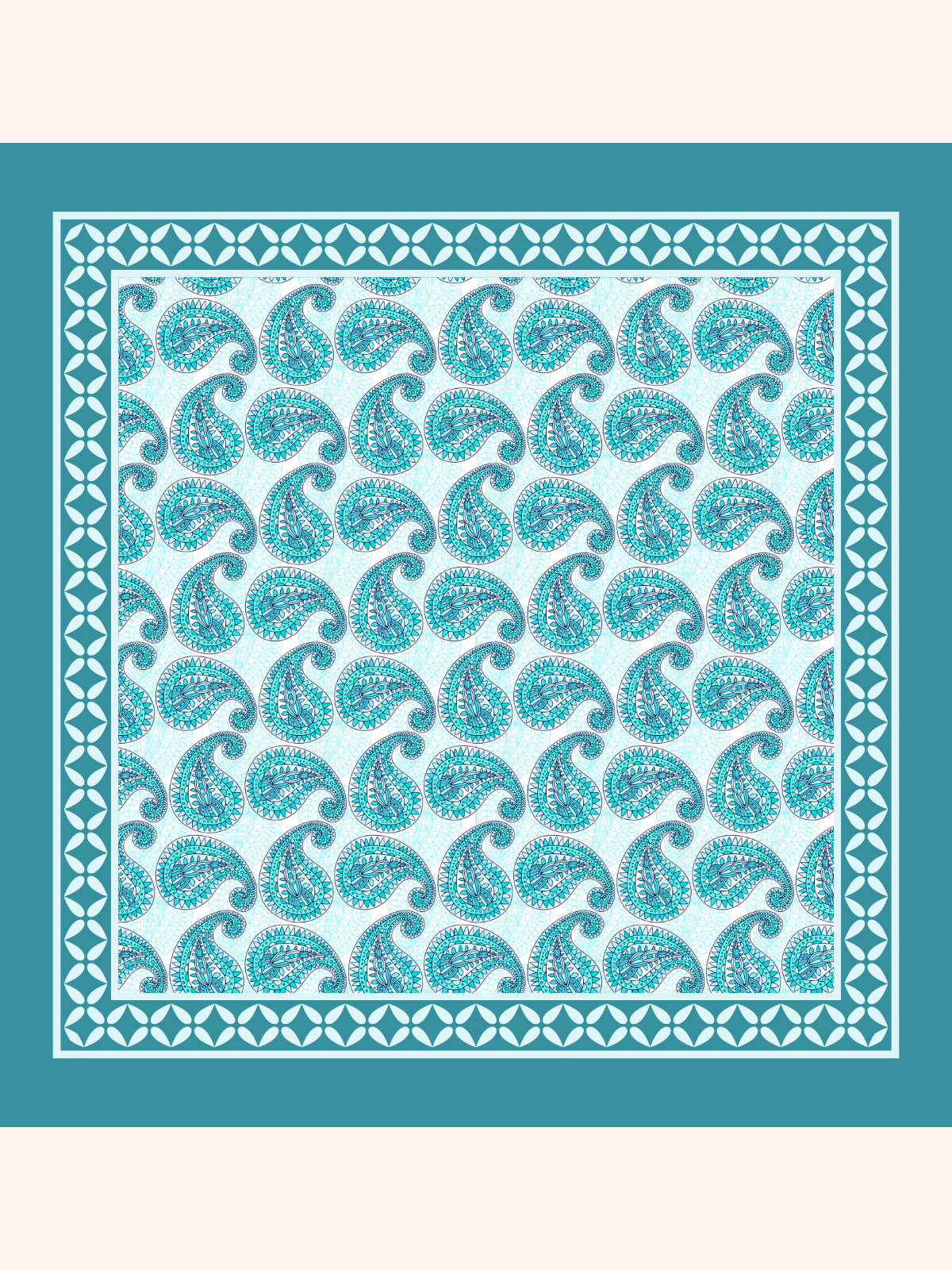 Turquoise Paisley Silk Pocket Square