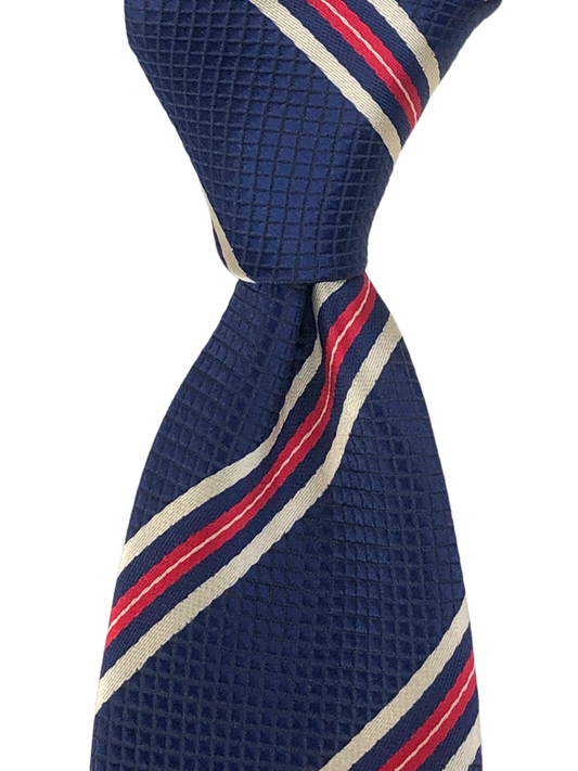 Navy with Red & White Stripe Tie