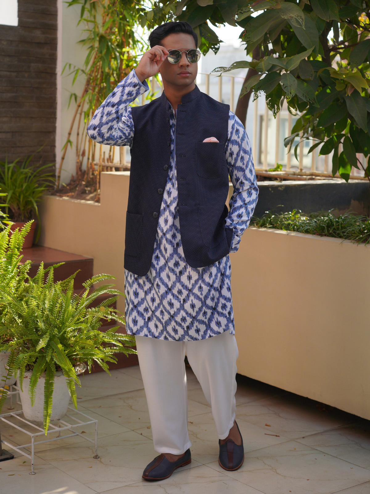 Sky Blue Printed Kurta