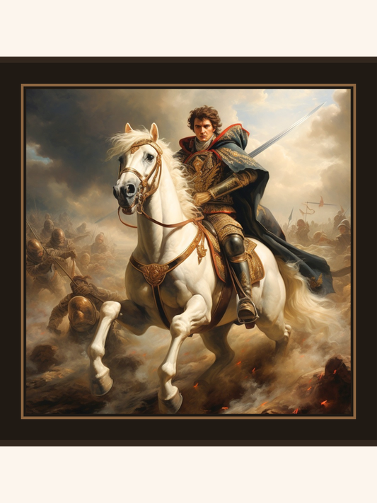 Napoleon Crossing the Alps Silk Pocket Square