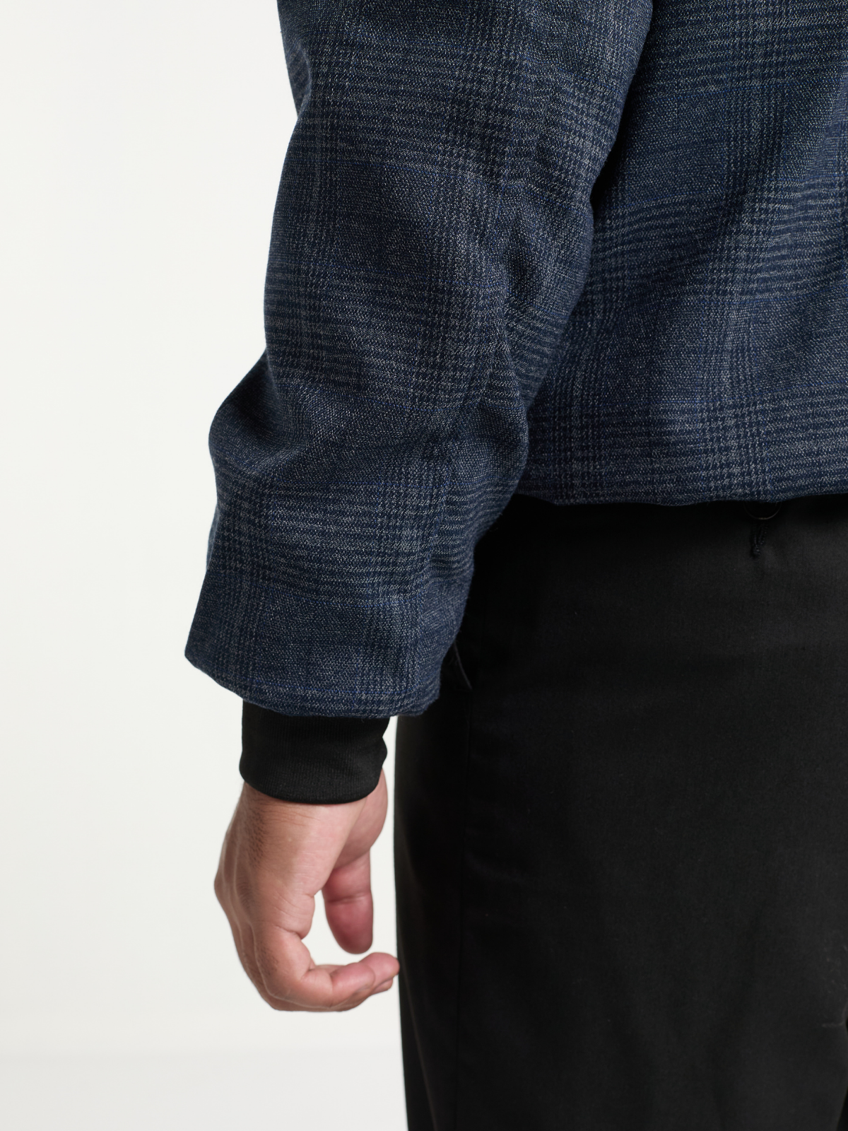 Navy Glen Check Cropped Bomber Jacket