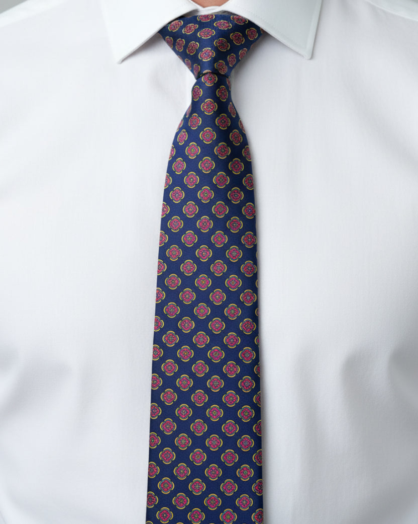 Navy Floral Silk Tie