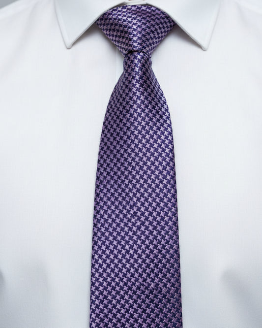 Lilac Houndstooth Silk Tie