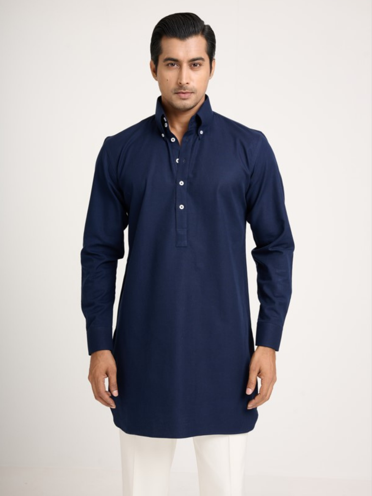 Navy Button Down Kurta