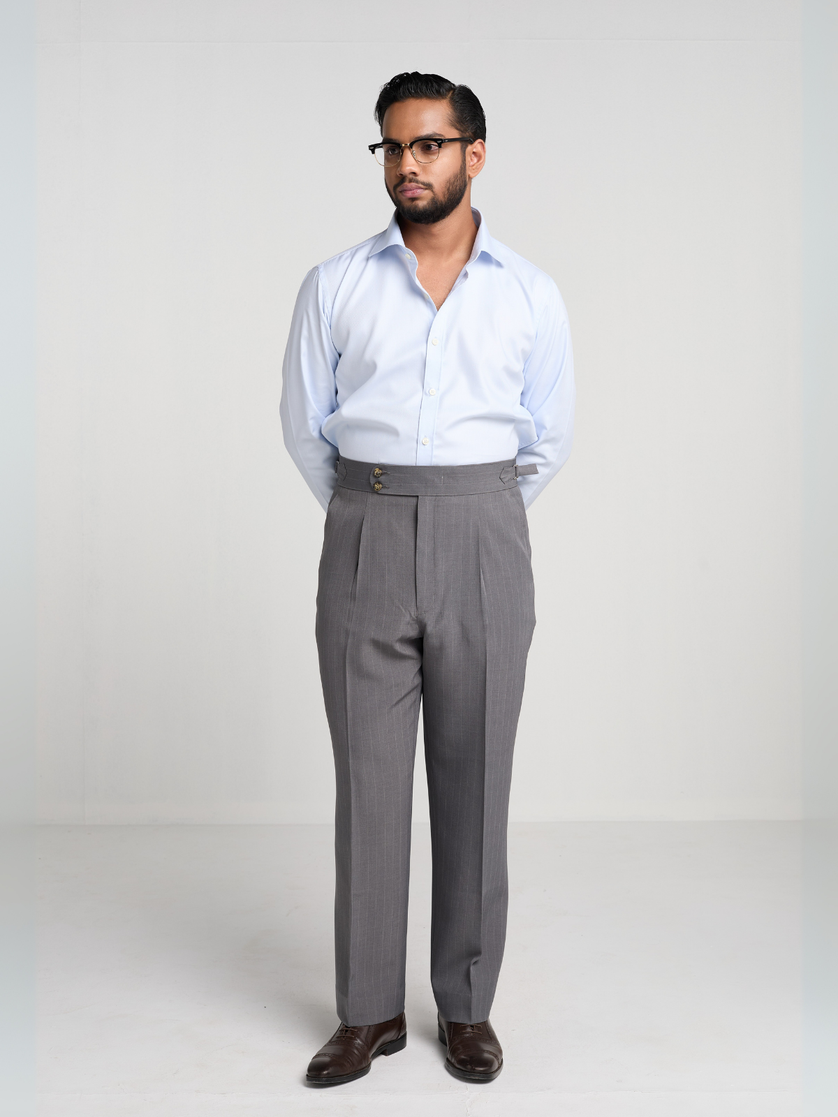 Grey Pinstripe Formal Trouser