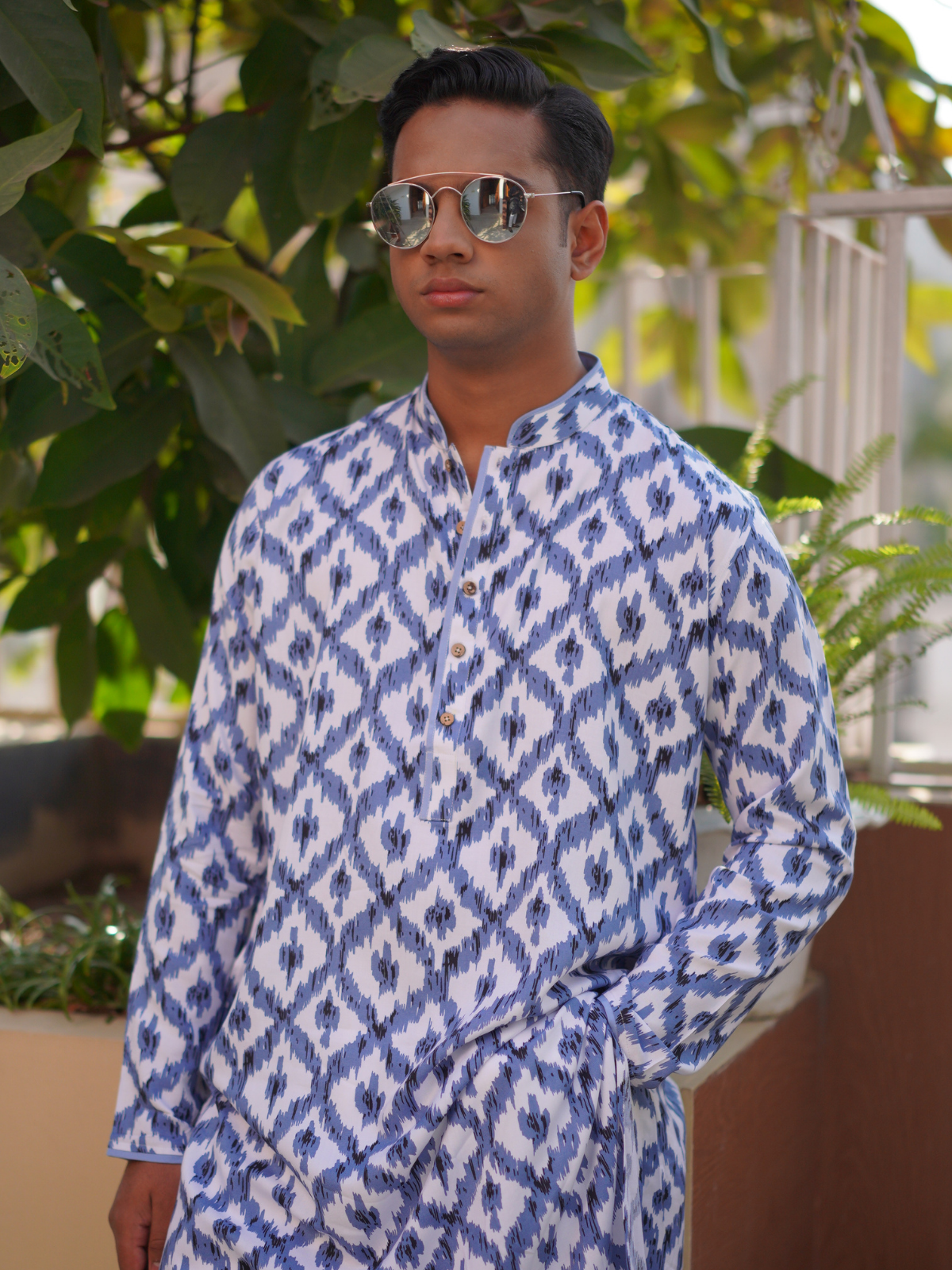 Sky Blue Printed Kurta