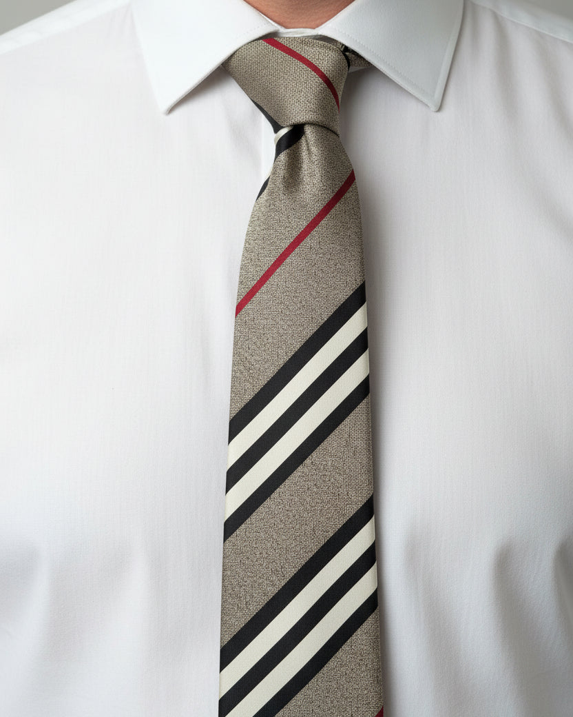 Sand Contrast Stripe Tie