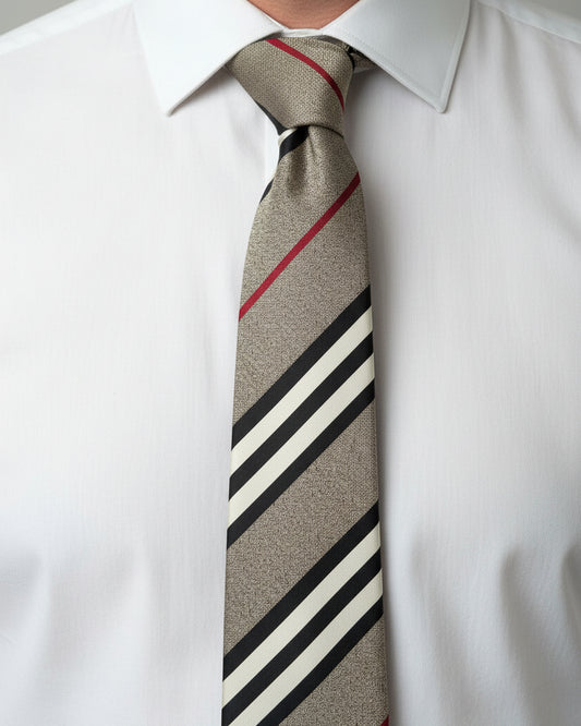 Sand Contrast Stripe Tie