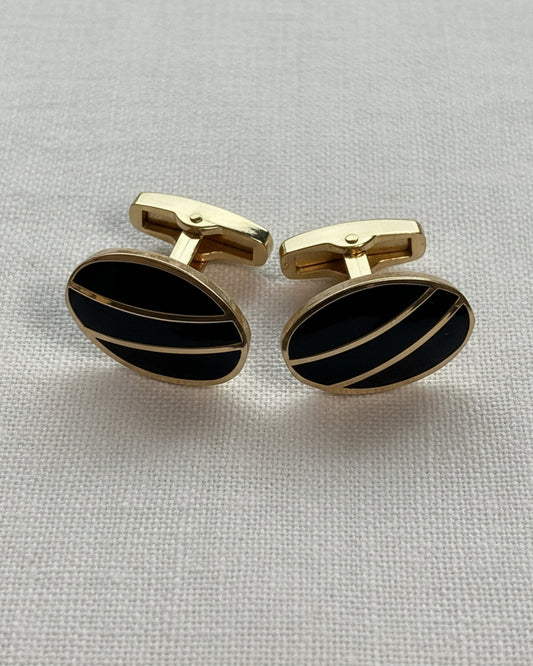 Gold Onyx Wave Cufflinks