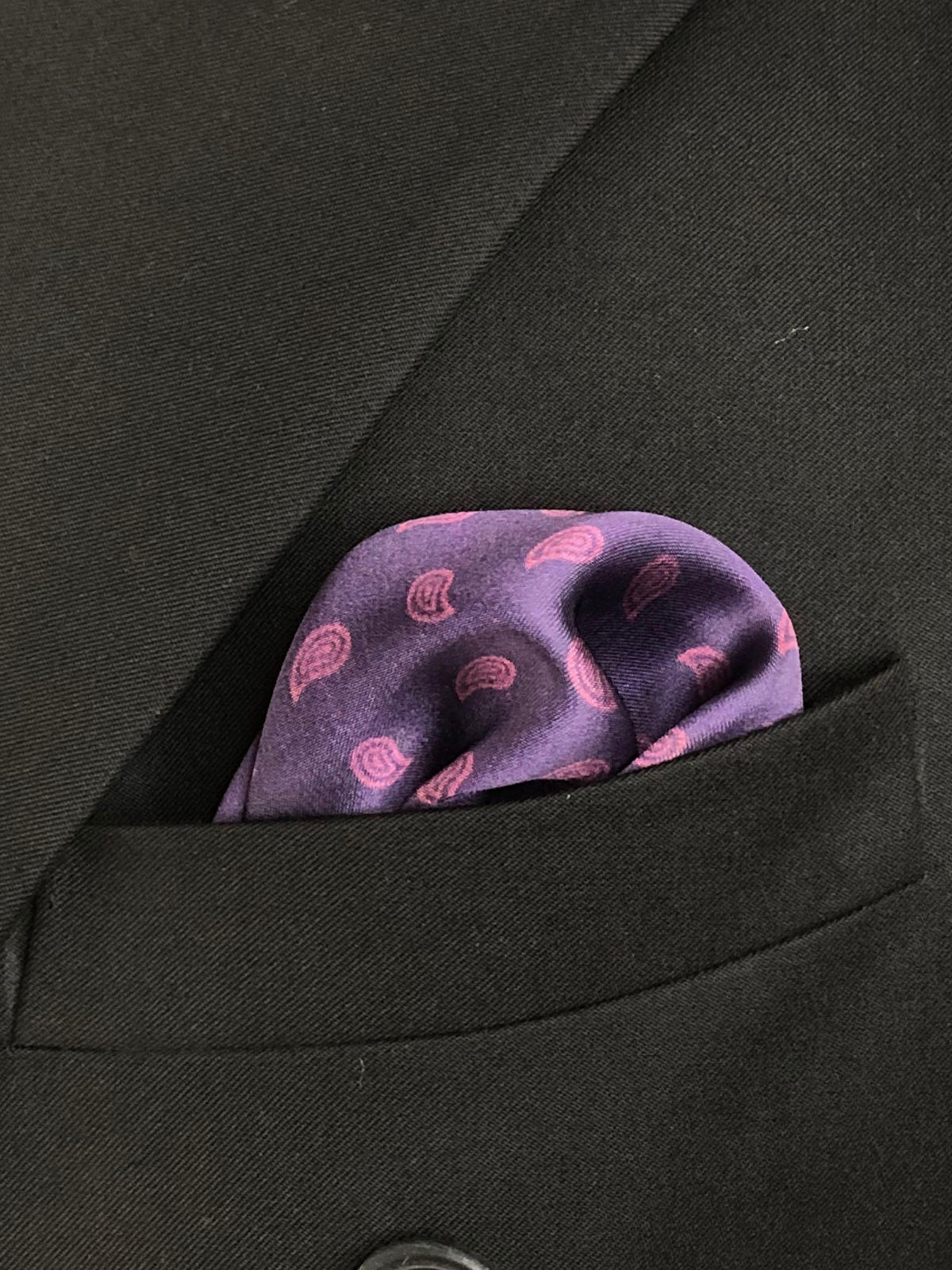 Violet with Mini Magenta Paisley Silk Pocket Square