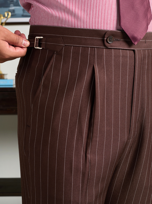 Brown Pinstripe Formal Trouser
