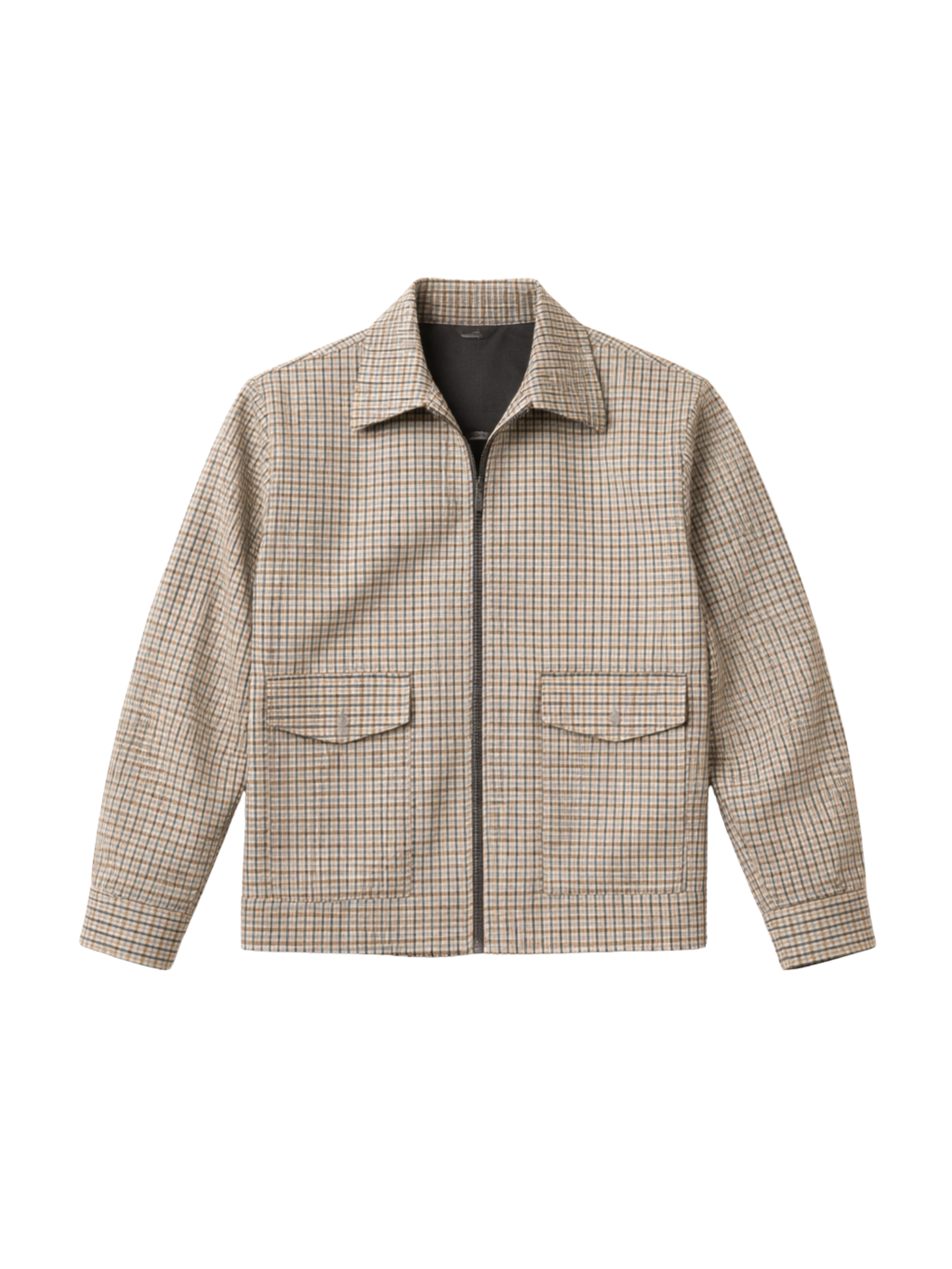 Beige with Sky Houndstooh Cropped Blouson Jacket