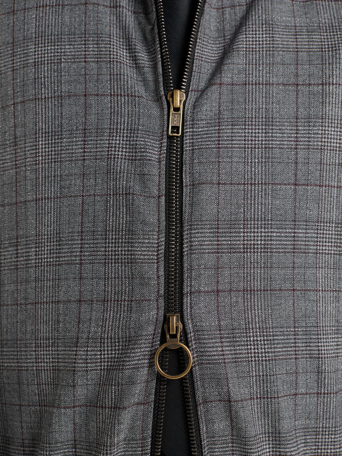 Grey Glen Check Cropped Bomber Jacket