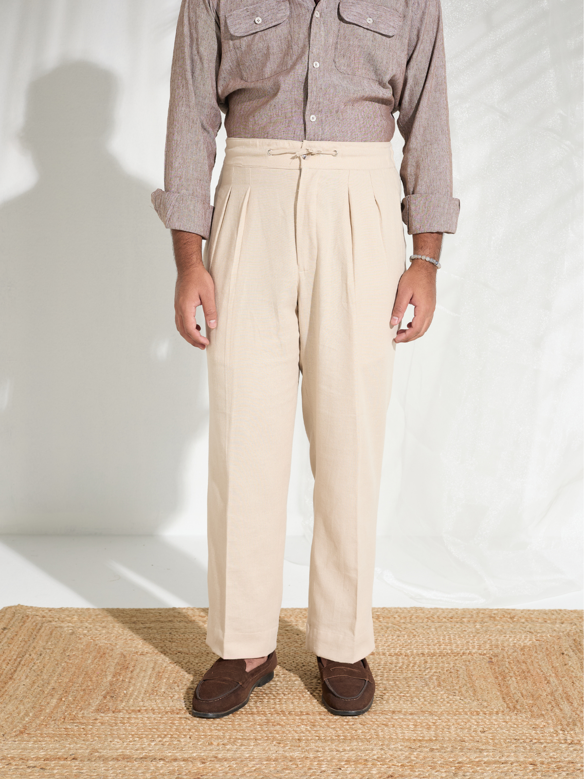 Beige Draw String Trouser