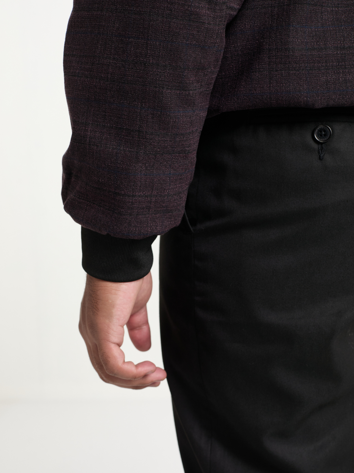 Purple Glen Check Cropped Bomber Jacket