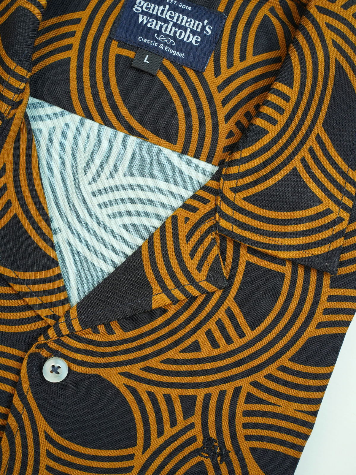 Black & Orange Patterned Cuban Shirt