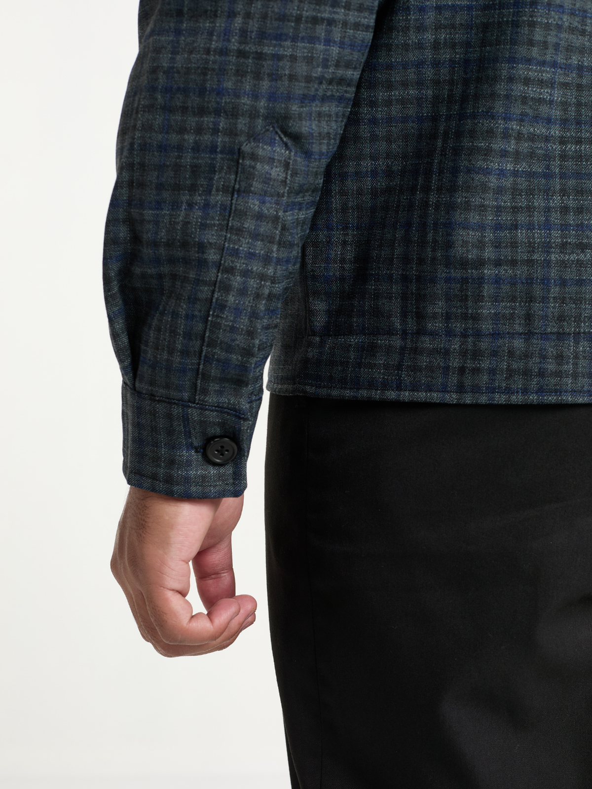 Navy Houndstooth Cropped Blouson Jacket