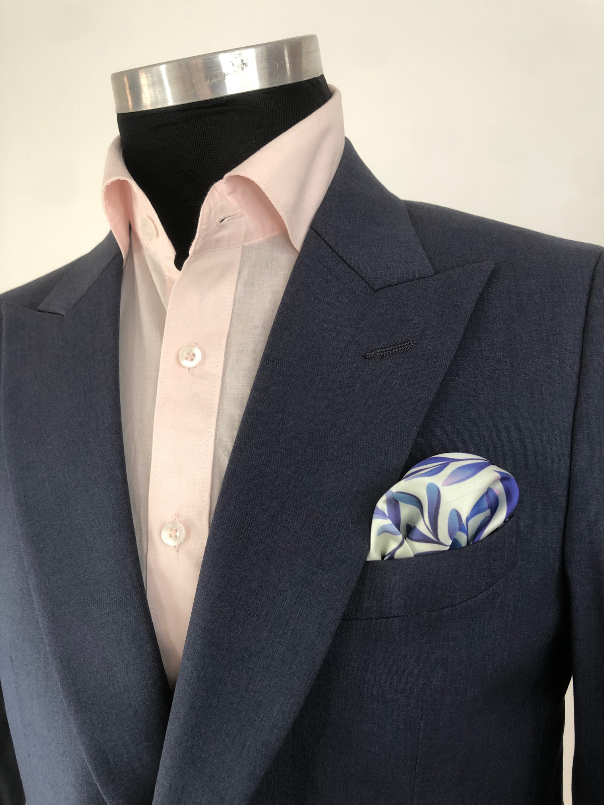 White with Lavender Floral Silk Pocket Square