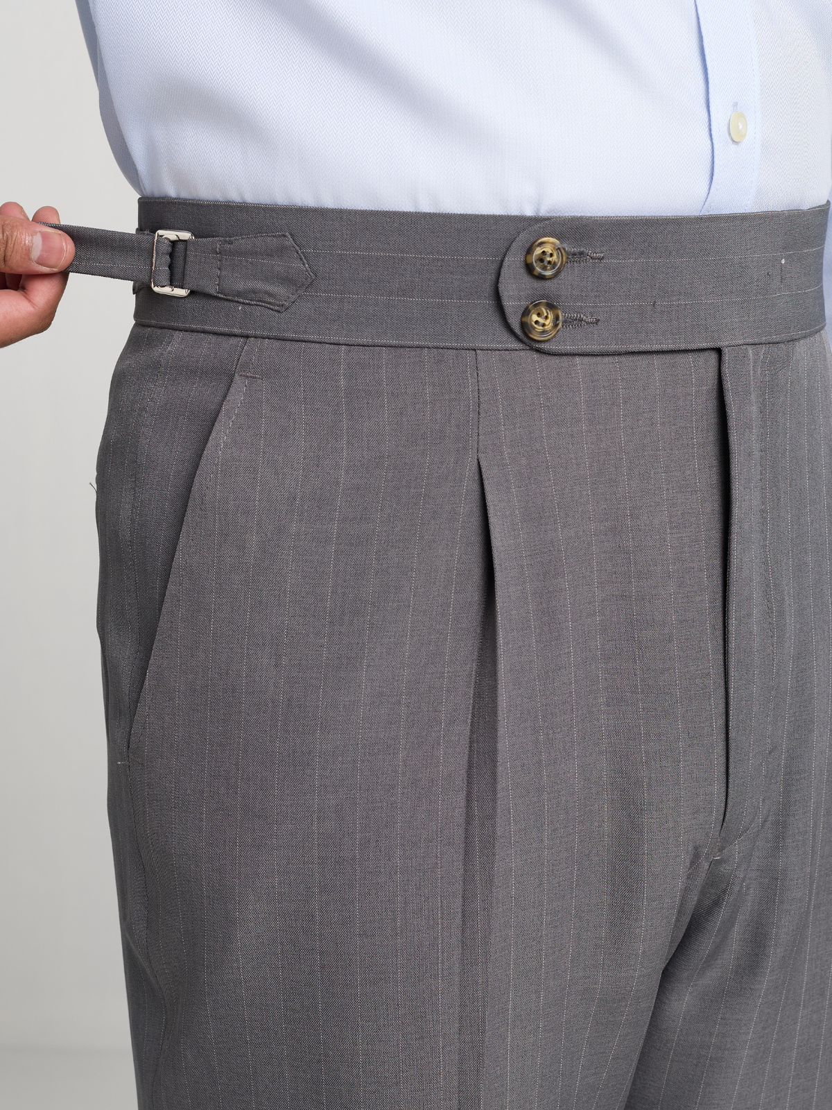 Grey Pinstripe Formal Trouser