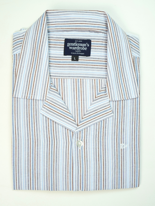 Sky Multi Stripe Cuban Shirt