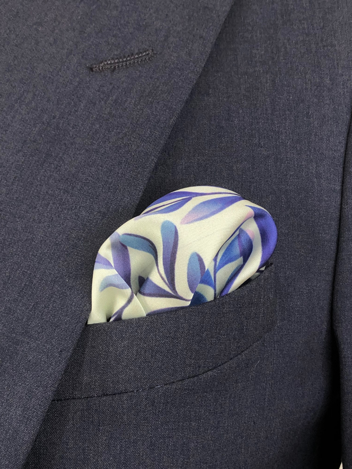 White with Lavender Floral Silk Pocket Square