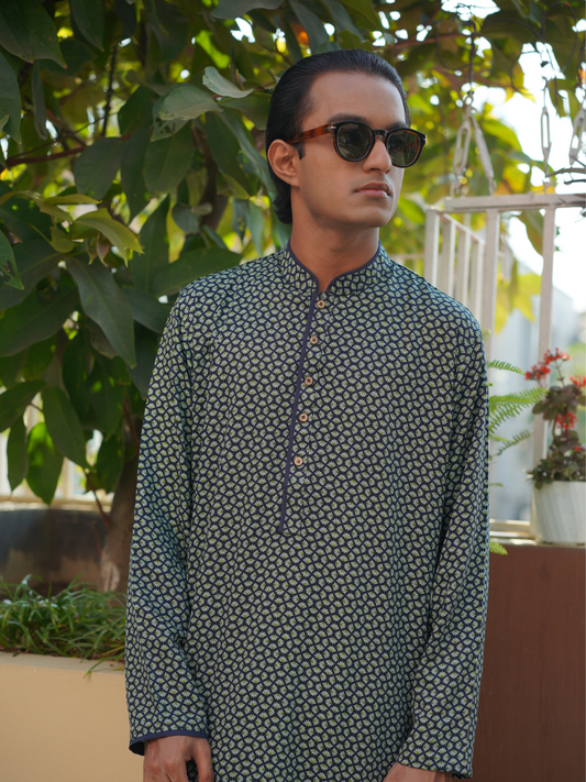 Green Printed Kurta