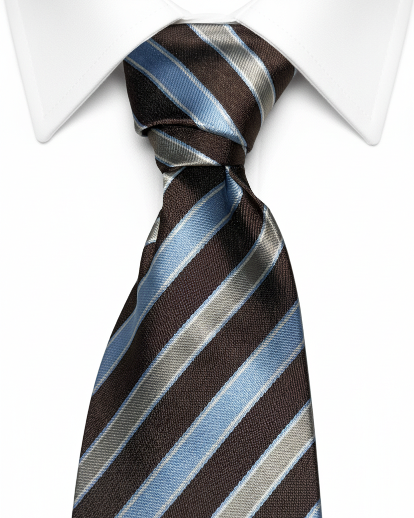 Brown & Sky Stripe Tie