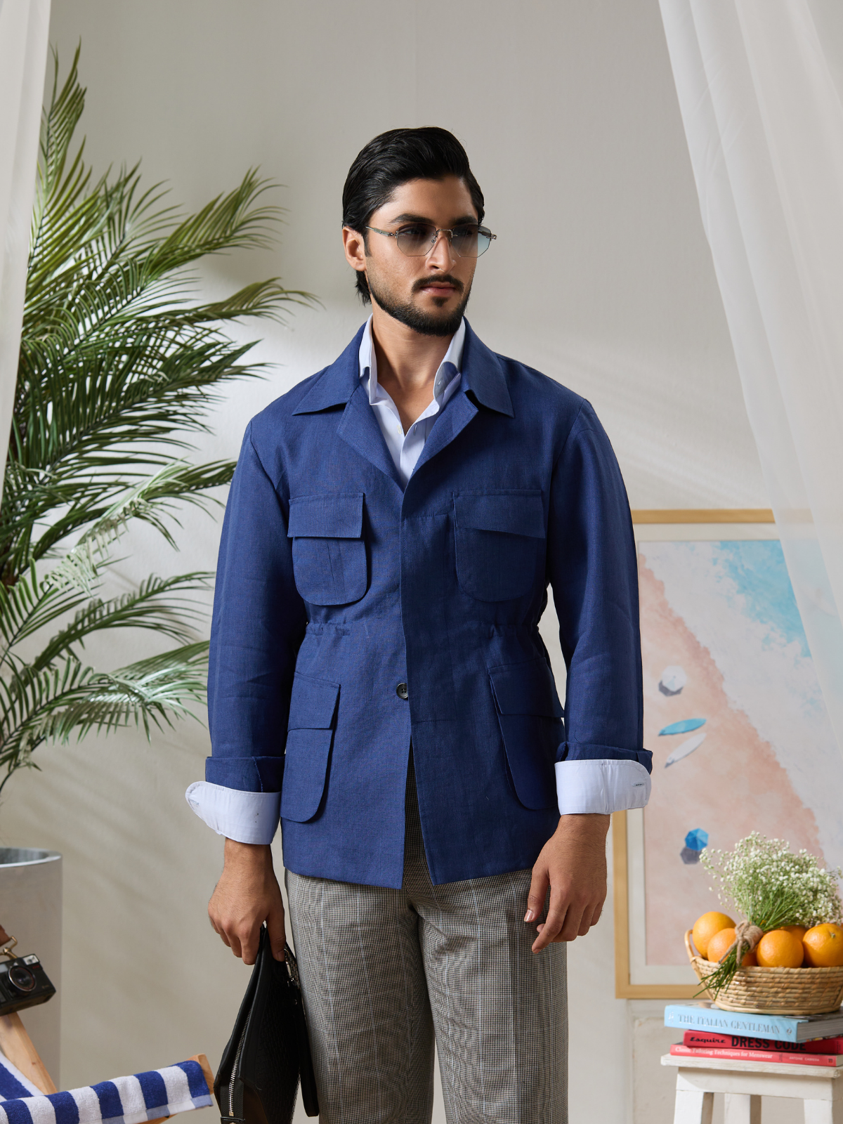 Indigo Linen Jungle Jacket