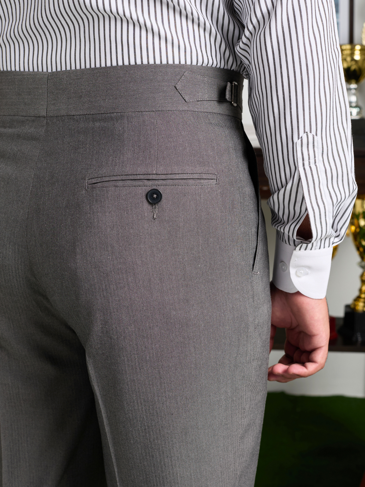 Grey Herringbone Formal Trouser
