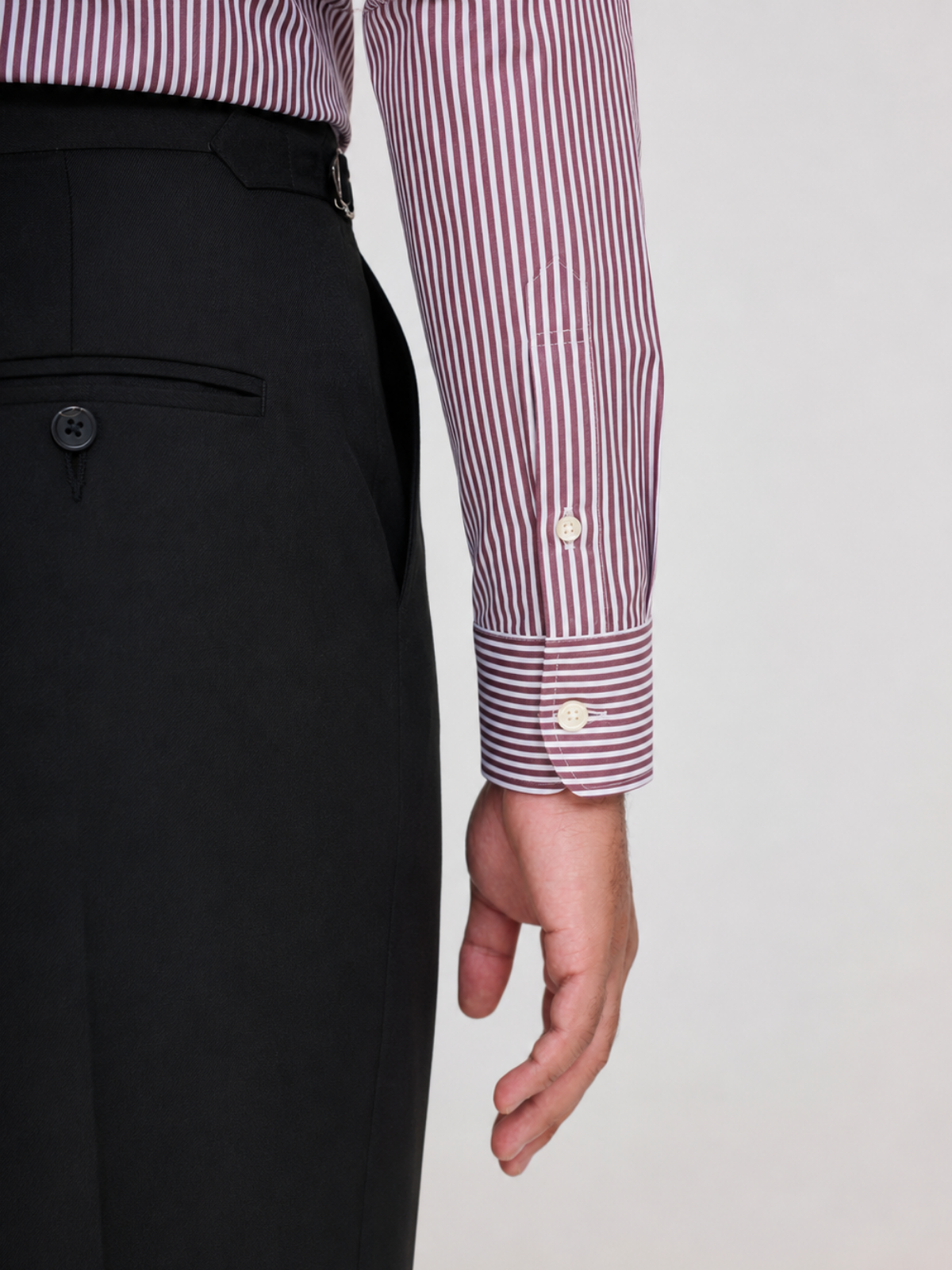 Burgundy & White Stripe Point Collar Shirt