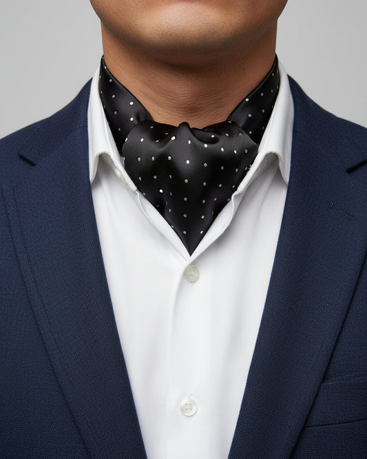 Black Micro Polka Ascot
