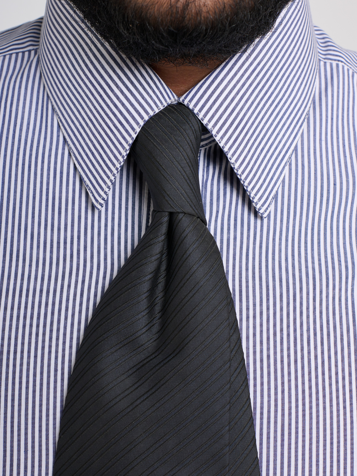 Navy Bengal Stripe Point Collar Shirt