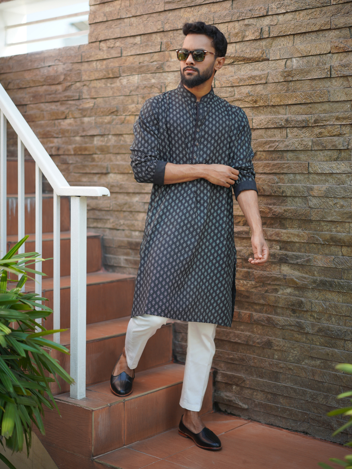 Black Printed Kurta