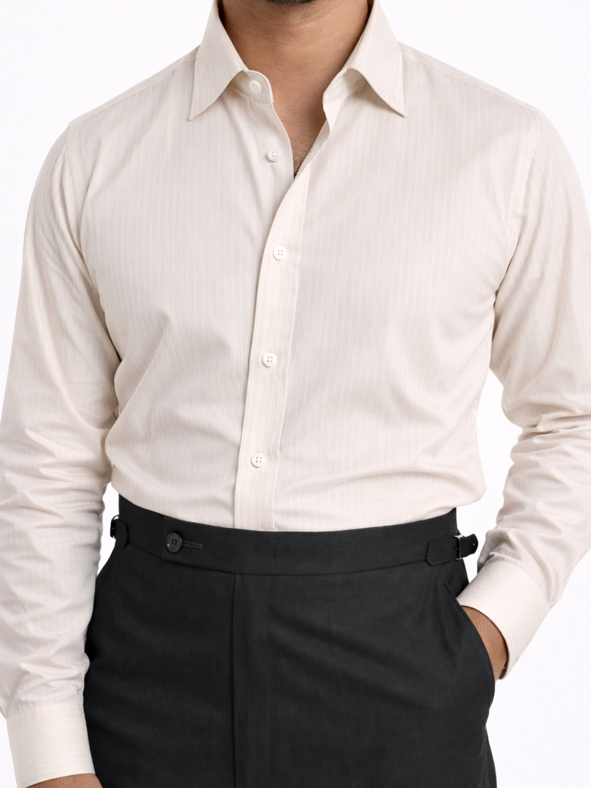 Beige Stripe Formal Shirt
