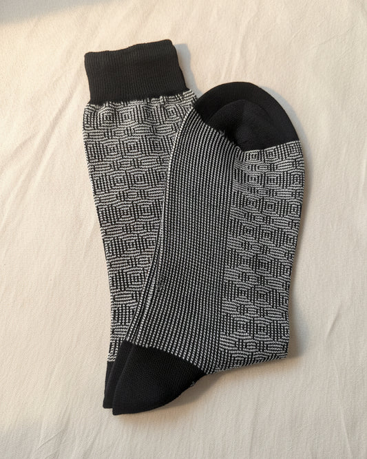 Geometric Monochrome Dress Socks