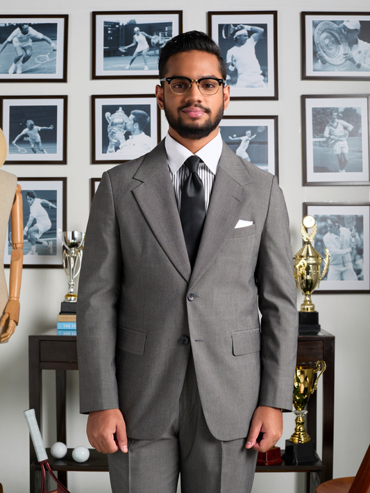 Grey Herringbone Blazer