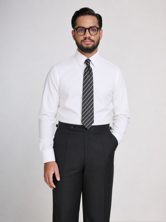 Point Collar White Formal Shirt
