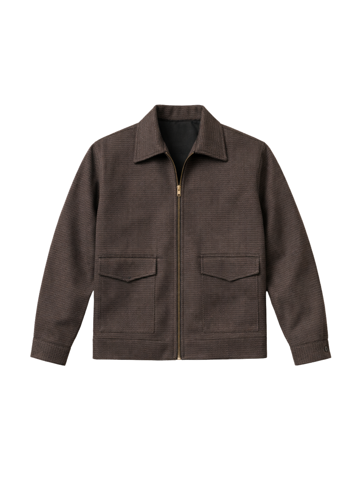 Brown Houndstooh Cropped Blouson Jacket