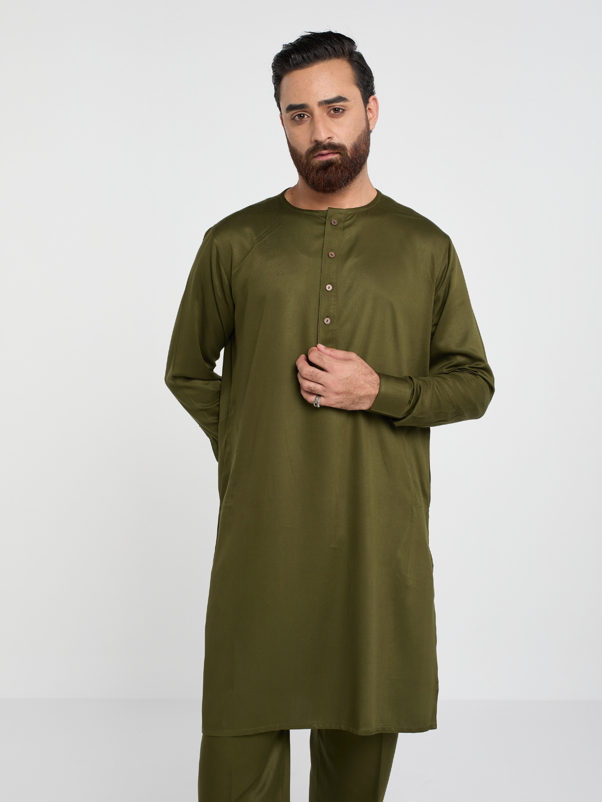 Olive Round Neck Kabli Set
