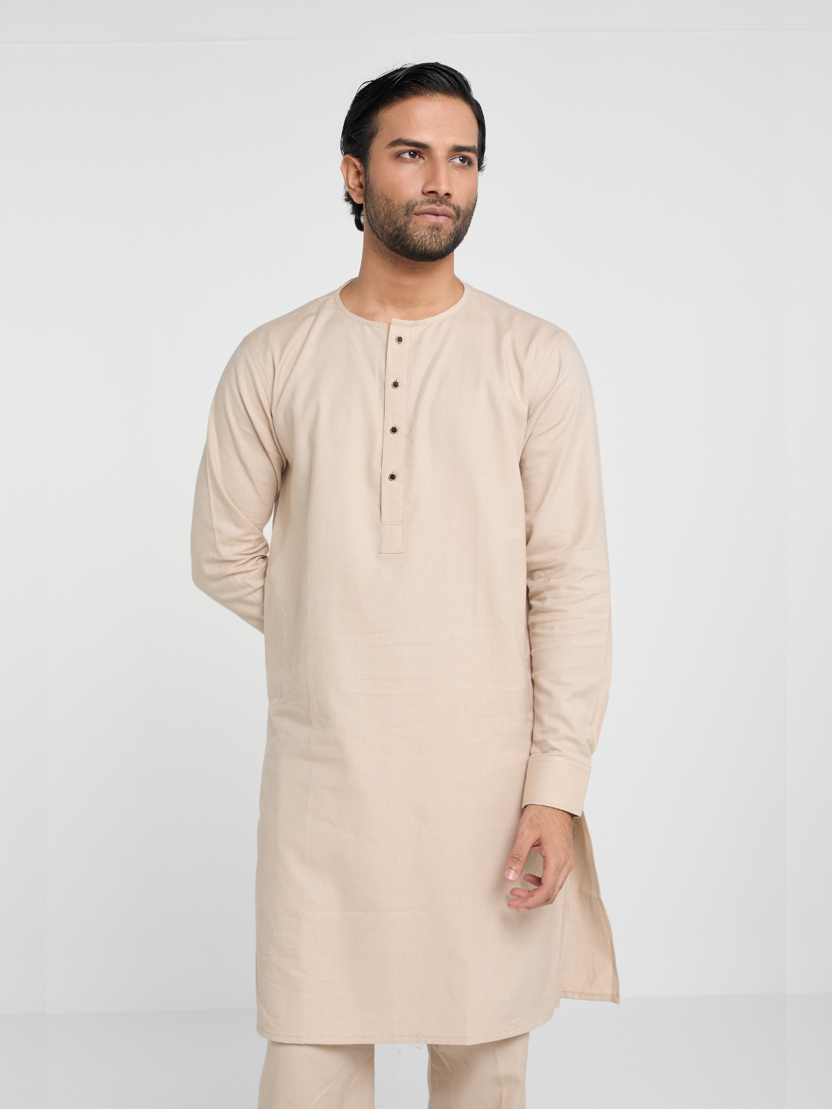 Beige Round Neck Kabli Set