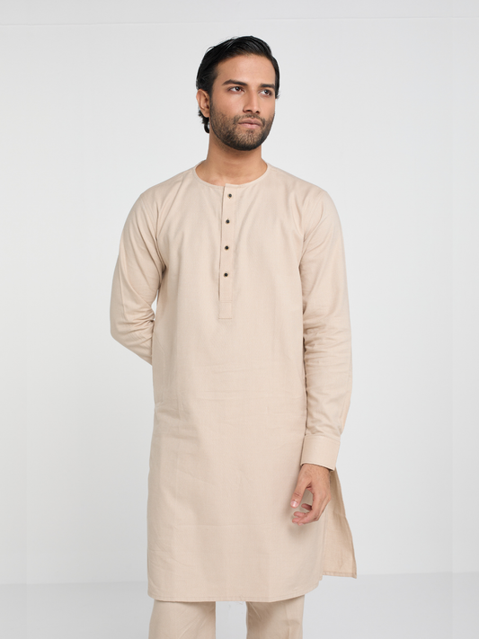 Beige Round Neck Kabli Set