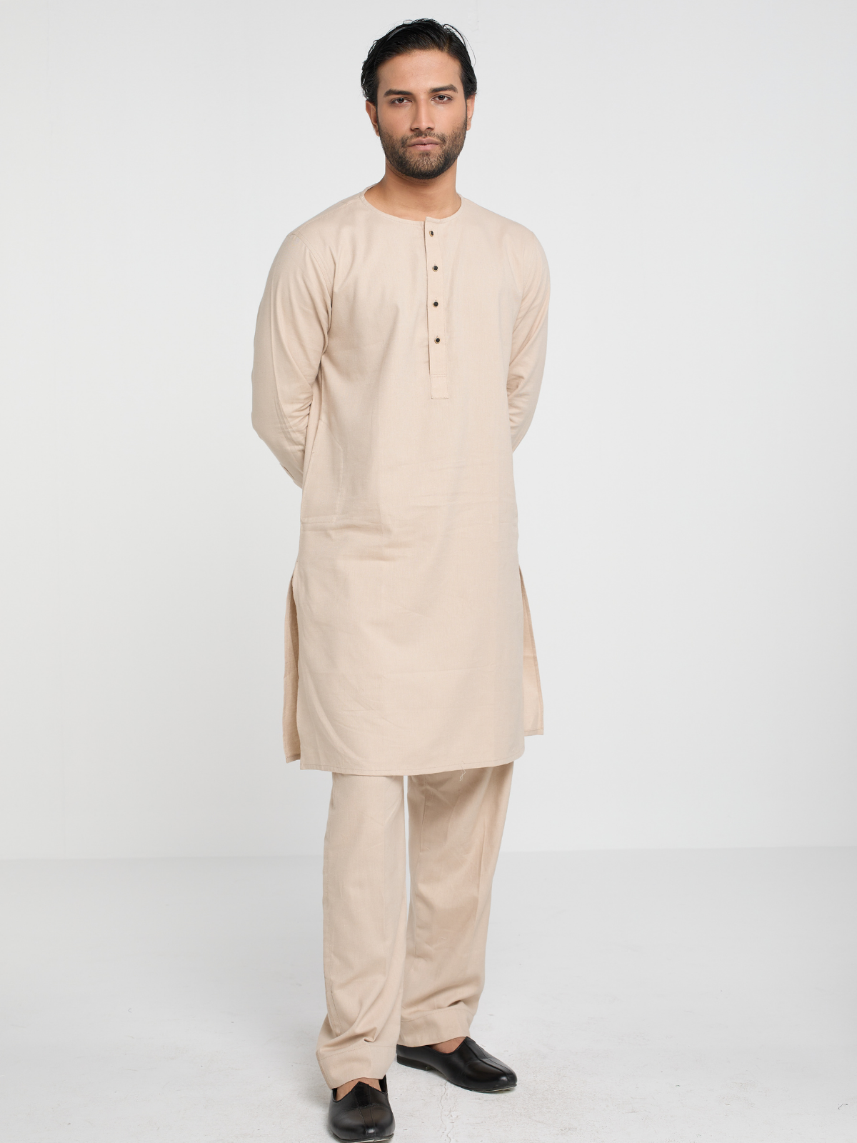 Beige Round Neck Kabli Set