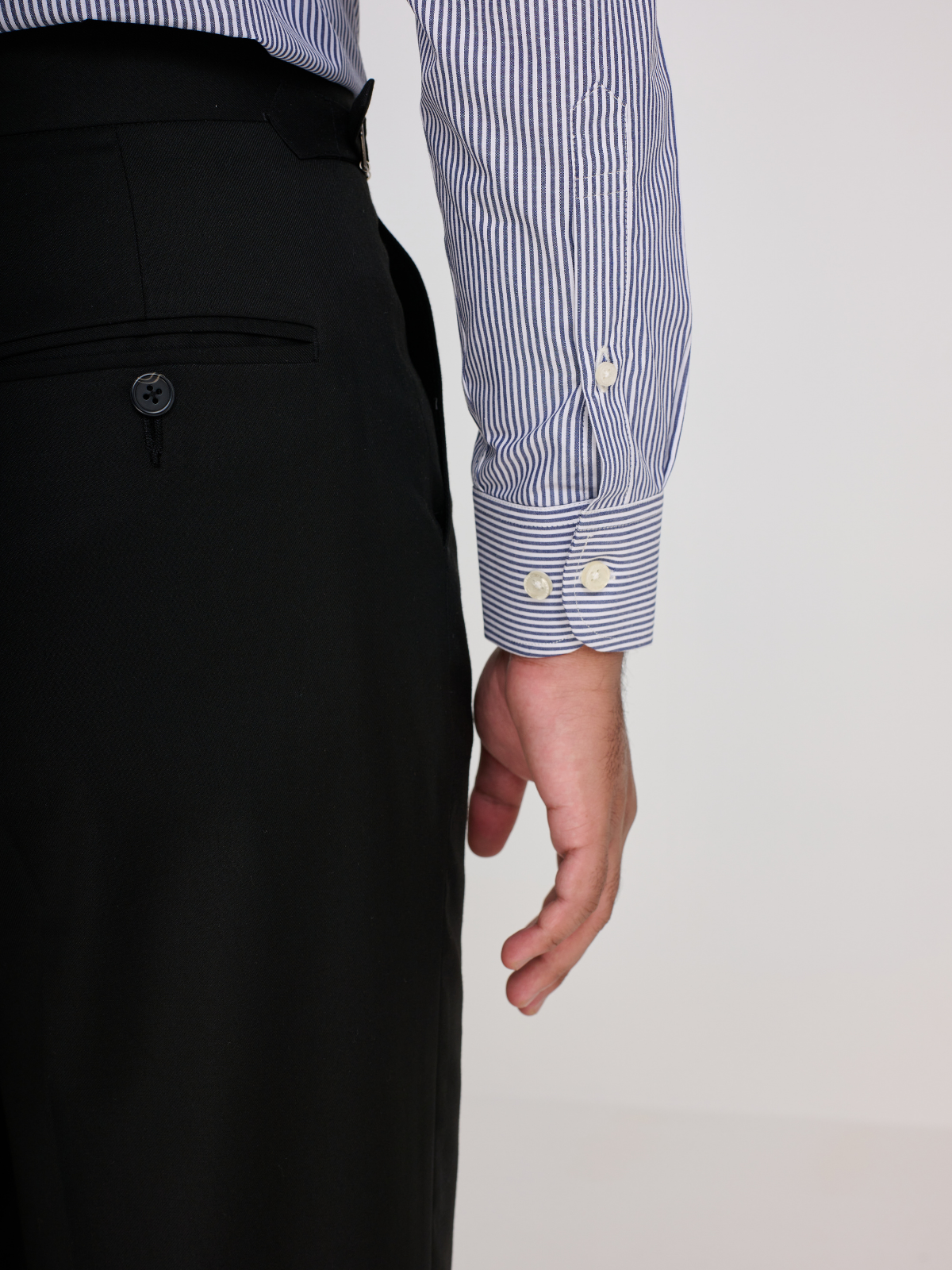 Navy Bengal Stripe Point Collar Shirt