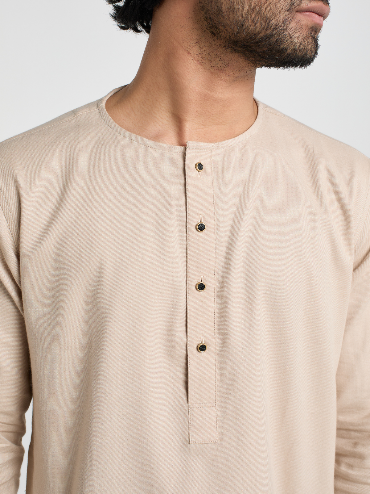 Beige Round Neck Kabli Set