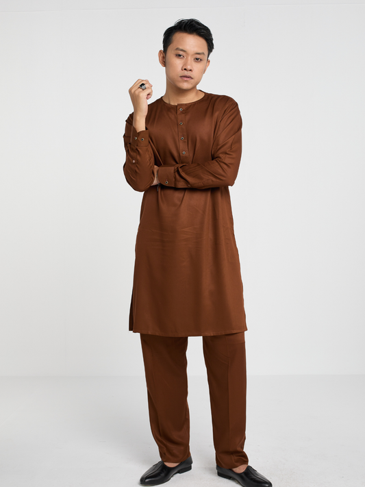 Tawny Brown Round Neck Kabli Set