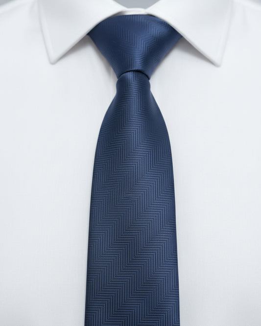 Midnight Blue Chevron Silk Tie