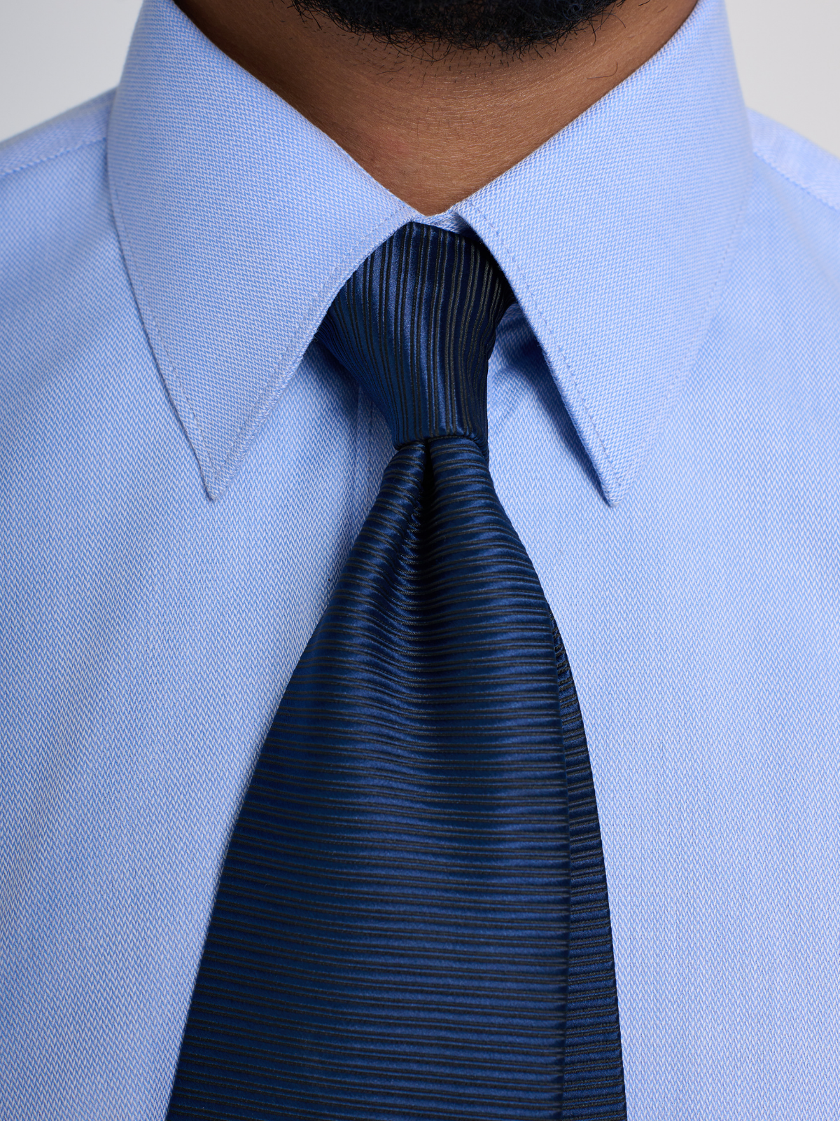 Sky Blue Herringbone Point Collar Shirt